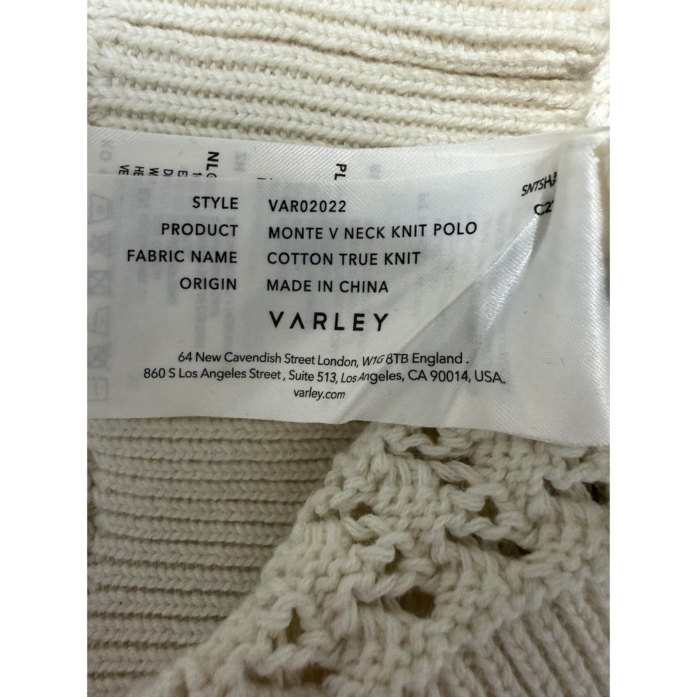 Varley Monte V-Neck Knit Polo Cream Women's‎ Size X-Large - Picture 12 of 12